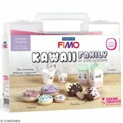 Modelage pour enfant Soldes 7 Coupon ✨ Graine Créative Coffret Pâte à Modeler Mallette Figurine Fimo - Kawaii Family - 18 Pcs 🤩