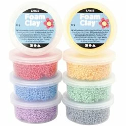 Sortie 🛒 Creativ Company Coffret Pâte à Modeler Assortiment Pâte à Modeler Autodurcissante - Large Foam Clay - 8 Pcs 🔔