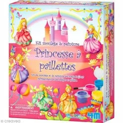 Remise 🛒 4M Moulage Enfant Kit Moulage Et Peinture - Princesse à Paillettes 🔔