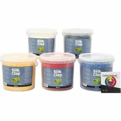 Vente flash 🌟 Creativ Company Coffret Pâte à Modeler Assortiment De Pâtes Autodurcissantes Silk Clay - Couleurs Primaires - 5 X 650 G 💯