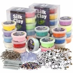 Remise 🎉 Creativ Company Coffret Pâte à Modeler Kit Modelage Silk Clay Pour Porte-clés Et Figurine à Ventouse - 2880 Pcs 🌟