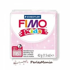 Offres 🤩 Perlesmania PAIN PATE FIMO KIDS ROSE PALE A PAILLETTE 42gr 8030-206 😉