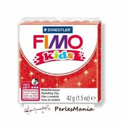 Offres 👏 Perlesmania 1 PAIN PATE FIMO KIDS ROUGE A PAILLETTE 42gr REF 8030-212 😉