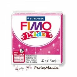Nouveau 👍 Perlesmania PAIN PATE FIMO KIDS FUSHIA A PAILLETTE 42gr REF 8030-262 👏