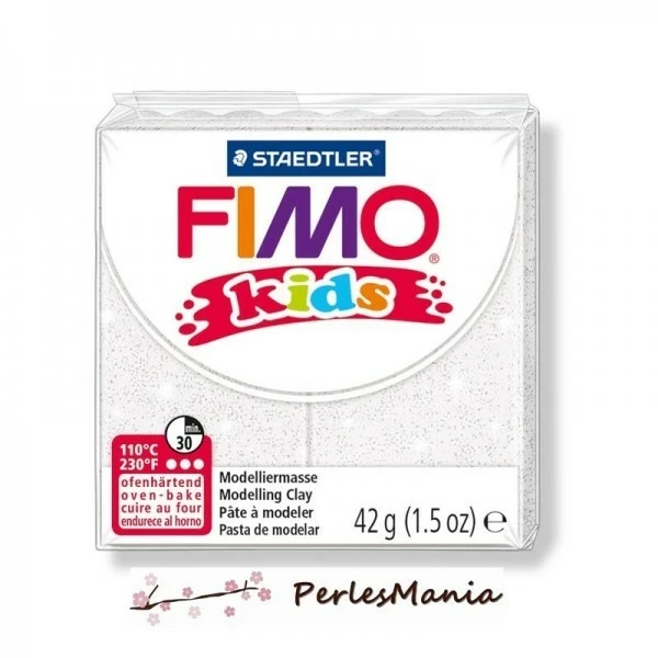 Promo đ Perlesmania 1 PAIN PATE FIMO KIDS BLANC A PAILLETTE 42gr REF 8030-052 đ 3 Promo đ Perlesmania 1 PAIN PATE FIMO KIDS BLANC A PAILLETTE 42gr REF 8030-052 đ