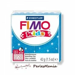 Promo 😉 Perlesmania PAIN PATE FIMO KIDS BLEU A PAILLETTE 42gr REF 8030-312 ⌛